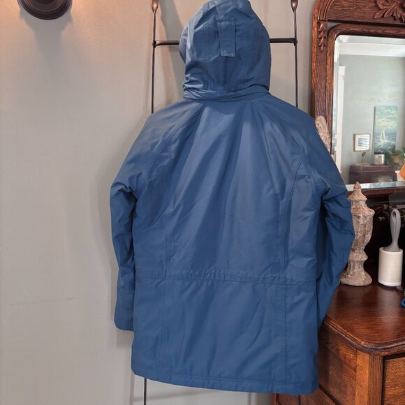 Women’s L.L. Bean Hooded Coat Thinsulate Winter Small 0FJS3 Blue Pockets - Picture 5 of 14